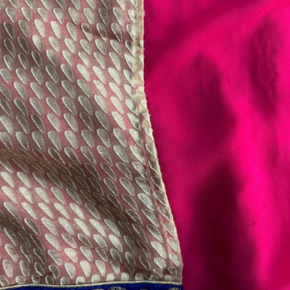 Pink and Cream Party Wear Half and Half Designer Saree - Picture 6 of 8